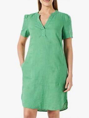 Part Two AminasePW 100% Linen Shift Dress Green Pockets Size 38